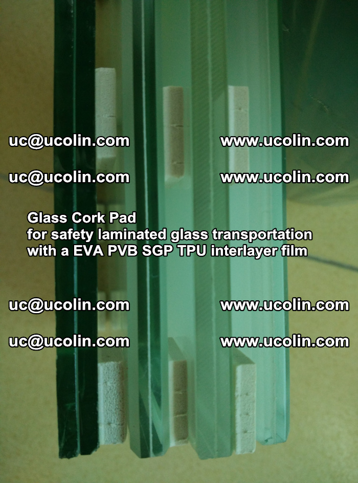 EVA Glass Cork Pad for safety laminated glass transportation with a EVA PVB SGP TPU interlayer film (80)